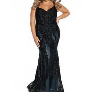 NEW SYDNEY'S CLOSET the emersyn sequin gown in aqua